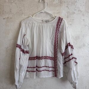 Joie Puff Sleeve Shirt Embroidered